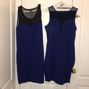 Blue bodycon dresses.